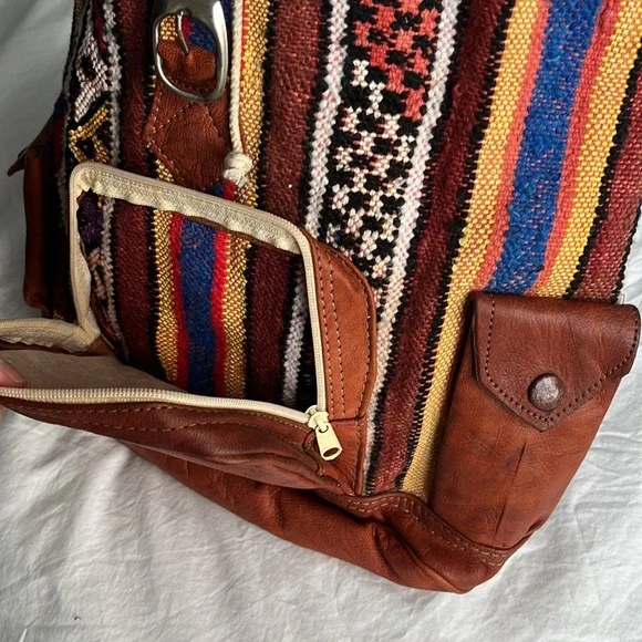 Real Leather Woven Backpack - Picture 4 of 5